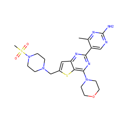 Cc1nc(N)ncc1-c1nc(N2CCOCC2)c2sc(CN3CCN(S(C)(=O)=O)CC3)cc2n1 ZINC000044460364