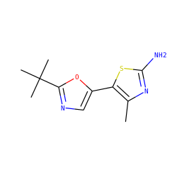 Cc1nc(N)sc1-c1cnc(C(C)(C)C)o1 ZINC000103253772