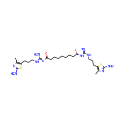 Cc1nc(N)sc1CCCNC(=N)NC(=O)CCCCCCCC(=O)/N=C(\N)NCCCc1sc(N)nc1C ZINC000095552051