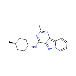 Cc1nc(N[C@H]2CC[C@H](C)CC2)c2nn3ccccc3c2n1 ZINC000653740623