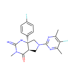 Cc1nc(N2C[C@H]3C(=O)N(C)C(=N)N[C@@]3(c3ccc(F)cc3)C2)nc(C)c1F ZINC000096173867