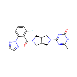 Cc1nc(N2C[C@H]3CN(C(=O)c4c(F)cccc4-n4nccn4)C[C@H]3C2)nc(=O)[nH]1 ZINC000149376526