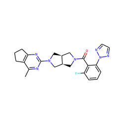 Cc1nc(N2C[C@H]3CN(C(=O)c4c(F)cccc4-n4nccn4)C[C@H]3C2)nc2c1CCC2 ZINC000116823557