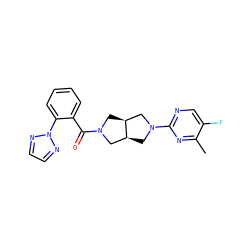Cc1nc(N2C[C@H]3CN(C(=O)c4ccccc4-n4nccn4)C[C@H]3C2)ncc1F ZINC000116824740