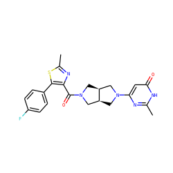 Cc1nc(N2C[C@H]3CN(C(=O)c4nc(C)sc4-c4ccc(F)cc4)C[C@H]3C2)cc(=O)[nH]1 ZINC000167099789