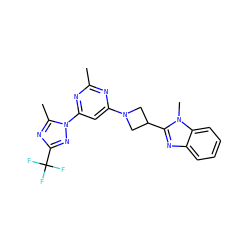 Cc1nc(N2CC(c3nc4ccccc4n3C)C2)cc(-n2nc(C(F)(F)F)nc2C)n1 ZINC000143097467