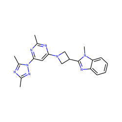 Cc1nc(N2CC(c3nc4ccccc4n3C)C2)cc(-n2nc(C)nc2C)n1 ZINC000143068700