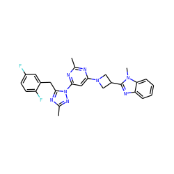 Cc1nc(N2CC(c3nc4ccccc4n3C)C2)cc(-n2nc(C)nc2Cc2cc(F)ccc2F)n1 ZINC000141617305