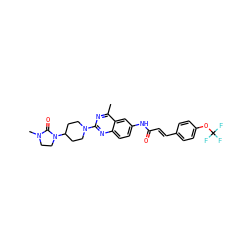 Cc1nc(N2CCC(N3CCN(C)C3=O)CC2)nc2ccc(NC(=O)/C=C/c3ccc(OC(F)(F)F)cc3)cc12 ZINC000084635858