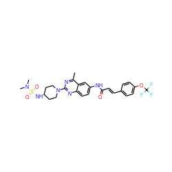 Cc1nc(N2CCC(NS(=O)(=O)N(C)C)CC2)nc2ccc(NC(=O)/C=C/c3ccc(OC(F)(F)F)cc3)cc12 ZINC000084587666