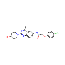 Cc1nc(N2CCC(O)CC2)nc2ccc(NC(=O)COc3ccc(Cl)cc3)cc12 ZINC000084596148
