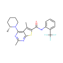 Cc1nc(N2CCCC[C@H]2C)c2c(C)c(C(=O)Nc3ccccc3C(F)(F)F)sc2n1 ZINC000002924386