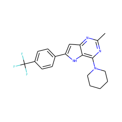 Cc1nc(N2CCCCC2)c2[nH]c(-c3ccc(C(F)(F)F)cc3)cc2n1 ZINC000013834956