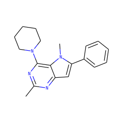 Cc1nc(N2CCCCC2)c2c(cc(-c3ccccc3)n2C)n1 ZINC000013835037