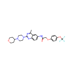 Cc1nc(N2CCN(C3CCOCC3)CC2)nc2ccc(NC(=O)COc3ccc(OC(F)(F)F)cc3)cc12 ZINC000084616755