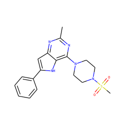 Cc1nc(N2CCN(S(C)(=O)=O)CC2)c2[nH]c(-c3ccccc3)cc2n1 ZINC000013834997