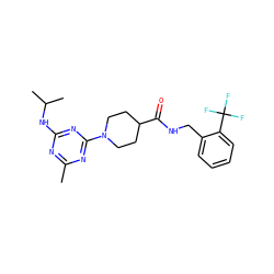 Cc1nc(NC(C)C)nc(N2CCC(C(=O)NCc3ccccc3C(F)(F)F)CC2)n1 ZINC000096271668
