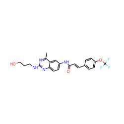 Cc1nc(NCCCO)nc2ccc(NC(=O)/C=C/c3ccc(OC(F)(F)F)cc3)cc12 ZINC000084616204