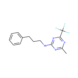 Cc1nc(NCCCc2ccccc2)nc(C(F)(F)F)n1 ZINC000103282884