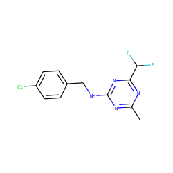 Cc1nc(NCc2ccc(Cl)cc2)nc(C(F)F)n1 ZINC000103296895