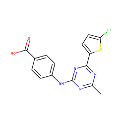 Cc1nc(Nc2ccc(C(=O)O)cc2)nc(-c2ccc(Cl)s2)n1 ZINC000143453203