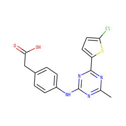 Cc1nc(Nc2ccc(CC(=O)O)cc2)nc(-c2ccc(Cl)s2)n1 ZINC000220082838