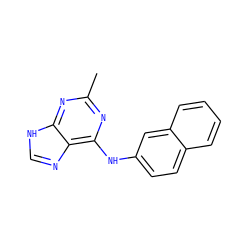 Cc1nc(Nc2ccc3ccccc3c2)c2nc[nH]c2n1 ZINC000095554179