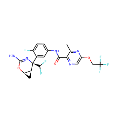 Cc1nc(OCC(F)(F)F)cnc1C(=O)Nc1ccc(F)c([C@@]2(C(F)F)N=C(N)O[C@@H]3C[C@@H]32)c1 ZINC000226073267