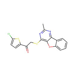 Cc1nc(SCC(=O)c2ccc(Cl)s2)c2oc3ccccc3c2n1 ZINC000002425726