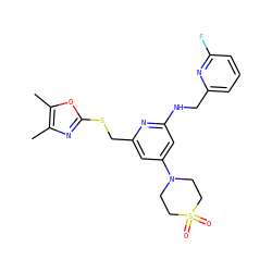 Cc1nc(SCc2cc(N3CCS(=O)(=O)CC3)cc(NCc3cccc(F)n3)n2)oc1C ZINC000045253775