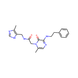 Cc1nc[nH]c1CNC(=O)Cn1c(C)cnc(NCCc2ccccc2)c1=O ZINC000028563479