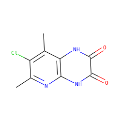 Cc1nc2[nH]c(=O)c(=O)[nH]c2c(C)c1Cl ZINC000026659270