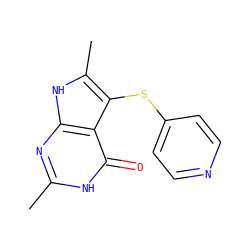 Cc1nc2[nH]c(C)c(Sc3ccncc3)c2c(=O)[nH]1 ZINC000049089843