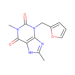 Cc1nc2c([nH]1)c(=O)n(C)c(=O)n2Cc1ccco1 ZINC000009227032