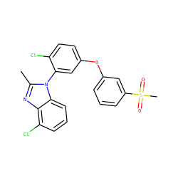 Cc1nc2c(Cl)cccc2n1-c1cc(Oc2cccc(S(C)(=O)=O)c2)ccc1Cl ZINC000045385516