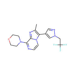 Cc1nc2c(N3CCOCC3)nccn2c1-c1cnn(CC(F)(F)F)c1 ZINC000142941186