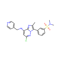 Cc1nc2c(NCc3ccncc3)cc(Cl)nn2c1-c1cccc(S(=O)(=O)N(C)C)c1 ZINC001772617813