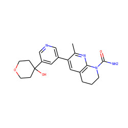 Cc1nc2c(cc1-c1cncc(C3(O)CCOCC3)c1)CCCN2C(N)=O ZINC001772629145