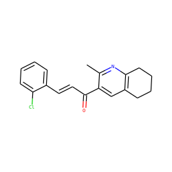 Cc1nc2c(cc1C(=O)/C=C/c1ccccc1Cl)CCCC2 ZINC000004007259