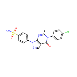 Cc1nc2c(cnn2-c2ccc(S(N)(=O)=O)cc2)c(=O)n1-c1ccc(Cl)cc1 ZINC000028951895