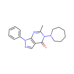 Cc1nc2c(cnn2-c2ccccc2)c(=O)n1N1CCCCCC1 ZINC000028951882