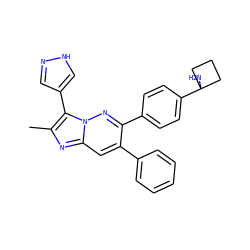 Cc1nc2cc(-c3ccccc3)c(-c3ccc(C4(N)CCC4)cc3)nn2c1-c1cn[nH]c1 ZINC000114037413