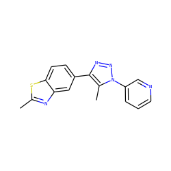 Cc1nc2cc(-c3nnn(-c4cccnc4)c3C)ccc2s1 ZINC000045300299