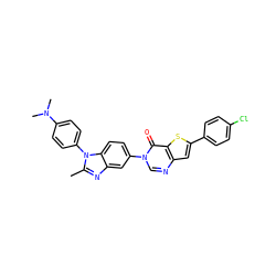 Cc1nc2cc(-n3cnc4cc(-c5ccc(Cl)cc5)sc4c3=O)ccc2n1-c1ccc(N(C)C)cc1 ZINC000040568308