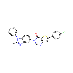 Cc1nc2cc(-n3cnc4cc(-c5ccc(Cl)cc5)sc4c3=O)ccc2n1-c1ccccc1 ZINC000040766998