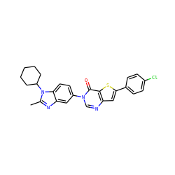 Cc1nc2cc(-n3cnc4cc(-c5ccc(Cl)cc5)sc4c3=O)ccc2n1C1CCCCC1 ZINC000040568467