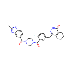Cc1nc2cc(C(=O)N3CCN(C(=O)c4cc(Cc5n[nH]c(=O)c6c5CCCC6)ccc4F)CC3)ccc2[nH]1 ZINC000148347633