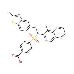 Cc1nc2cc(CN(c3ncc4ccccc4c3C)S(=O)(=O)c3ccc(C(=O)O)cc3)ccc2s1 ZINC000261107344