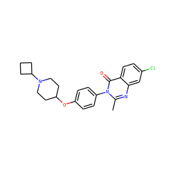 Cc1nc2cc(Cl)ccc2c(=O)n1-c1ccc(OC2CCN(C3CCC3)CC2)cc1 ZINC000040391089