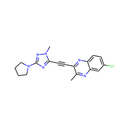 Cc1nc2cc(Cl)ccc2nc1C#Cc1nc(N2CCCC2)nn1C ZINC000210607791